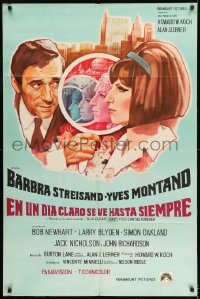 7t349 ON A CLEAR DAY YOU CAN SEE FOREVER Argentinean 1970 different art of Streisand & Montand!