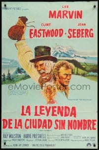 7t351 PAINT YOUR WAGON Argentinean 1969 art of Clint Eastwood, Lee Marvin & Jean Seberg!