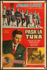 7t352 PASA LA TUNA Argentinean 1960 cool art of Jose Luis & his guitar + top cast arm-in-arm!