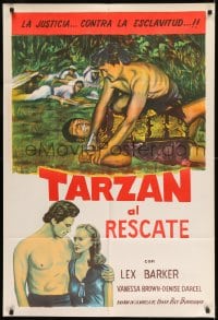 7t378 TARZAN & THE SLAVE GIRL Argentinean R1960 different art of Lex Barker pinning man to ground!