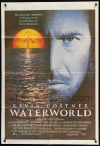 7t392 WATERWORLD Argentinean 1995 different huge close up of Kevin Costner over ocean city!