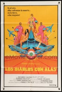 7t396 WINGED DEVILS Argentinean 1972 aerial acrobatics, McGinnis art of planes & sexy girls!
