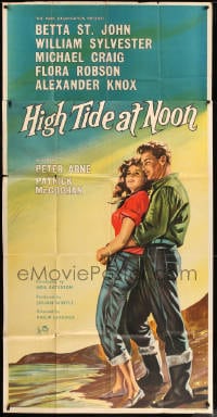 7t003 HIGH TIDE AT NOON English 3sh 1957 art of Betta St. John & William Sylvester on the beach!