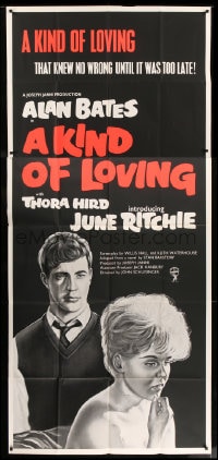 7t004 KIND OF LOVING English 3sh 1962 Schlesinger, their love knew no wrong until it was too late!