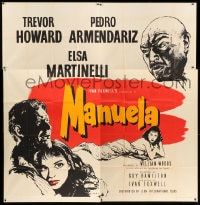 7t009 MANUELA English 6sh 1957 art of Trevor Howard, Pedro Armendariz & Elsa Martinelli!