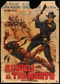 7t424 BUGLES IN THE AFTERNOON Italian 1p R1962 Stefano art of Ray Milland attacking Native American!