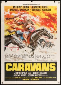 7t430 CARAVANS Italian 1p 1979 art of Anthony Quinn & Jennifer O'Neill on horse, James A. Michener!