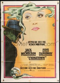 7t436 CHINATOWN Italian 1p 1974 art of Jack Nicholson & Faye Dunaway by Jim Pearsall, Polanski