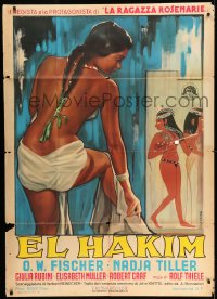 7t459 EL HAKIM Italian 1p 1958 misleading art of sexy half-naked Egyptian woman by Donelli!