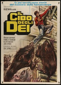 7t467 FOOD OF THE GODS Italian 1p 1976 different Sciotti art of guy running from killer rats!