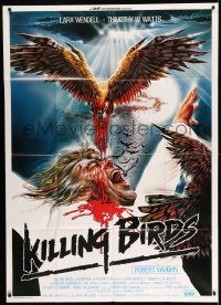 7t510 KILLING BIRDS Italian 1p 1987 wild gruesome artwork of man being pecked to death!