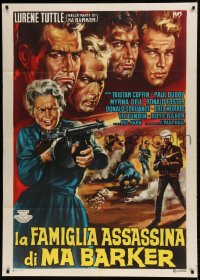 7t528 MA BARKER'S KILLER BROOD Italian 1p 1959 great Mos art of the #1 female gangster of all time!
