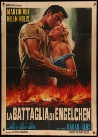 7t566 SMRT SI RIKA ENGELCHEN Italian 1p 1963 Casaro art of lovers over fiery WWII battlefield!
