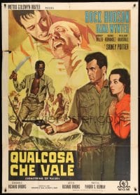 7t569 SOMETHING OF VALUE Italian 1p 1965 different art of Rock Hudson, Wynter & Poitier in Africa!