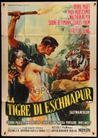 7t586 TIGER OF ESCHNAPUR Italian 1p R1961 Fritz Lang, art of sexy Debra Paget by Luigi Martinati!