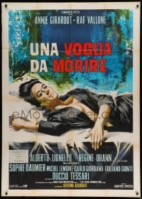 7t592 UNA VOGLIA DA MORIRE Italian 1p 1965 close up art of sexy near-naked Annie Girardot in bed!