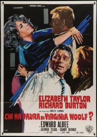 7t601 WHO'S AFRAID OF VIRGINIA WOOLF Italian 1p 1966 Elizabeth Taylor & Richard Burton, Brini art!