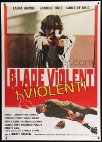 7t603 WOMEN'S PRISON MASSACRE Italian 1p 1983 Emanuelle Fuga Dall'Inferno, c/u of guy pointing gun!