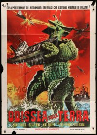 7t605 X FROM OUTER SPACE Italian 1p 1969 Franco art of jets attacking huge monster lifting ship!