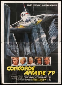 7t127 CONCORDE AFFAIR Italian 2p 1979 Ruggero Deodato, art of airplane crashing down toward city!