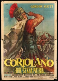 7t130 CORIOLANUS: HERO WITHOUT A COUNTRY Italian 2p 1964 Ciriello art of warrior Gordon Scott!