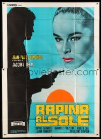 7t133 CRIME ON A SUMMER MORNING Italian 2p 1965 different art of Sophie Daumier & Belmondo shadow!