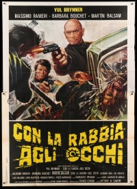 7t139 DEATH RAGE Italian 2p 1978 great art of tough Yul Brynner with gun shooting bad guys!