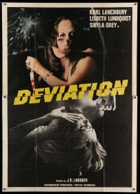 7t142 DEVIATION Italian 2p 1976 Jose Ramon Larraz Swedish horror, sexy girl with bloody knife!
