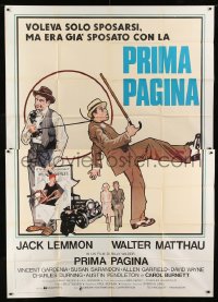 7t158 FRONT PAGE Italian 2p 1975 Meisel art of Jack Lemmon & Walter Matthau, Billy Wilder!