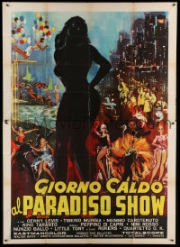 7t161 GIORNO CALDO AL PARADISO SHOW Italian 2p R1964 different sexy silhouette art by Di Stefano!