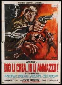 7t163 GOD MADE THEM... I KILL THEM Italian 2p 1968 spaghetti western art with skeleton by Symeoni!