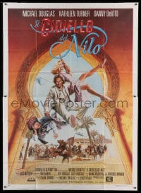 7t183 JEWEL OF THE NILE Italian 2p 1985 great art of Michael Douglas, Kathleen Turner & Danny DeVito!