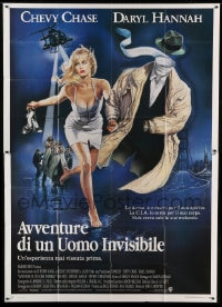 7t199 MEMOIRS OF AN INVISIBLE MAN Italian 2p 1992 Casaro art of Chevy Chase & Daryl Hannah!