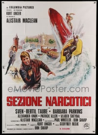7t210 PUPPET ON A CHAIN Italian 2p 1972 Alistair MacLean novel, cool Jean Mascii boat chase art!