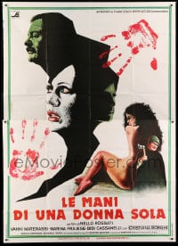 7t223 SOFT HANDS Italian 2p 1979 wild art of bloody handprints over naked woman & top stars!