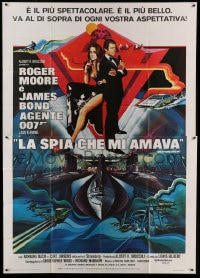7t227 SPY WHO LOVED ME Italian 2p 1977 Bob Peak art of Roger Moore as James Bond & Barbara Bach!