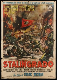 7t228 STALINGRAD DOGS DO YOU WANT TO LIVE FOREVER Italian 2p 1959 World War II art by Morini!