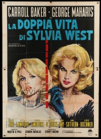 7t236 SYLVIA Italian 2p 1965 different art with two images of sexy Carroll Baker!