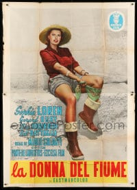 7t255 WOMAN OF THE RIVER Italian 2p 1957 La Donna del fiume, full-length sexy Sophia Loren!
