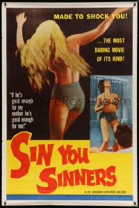 7w238 SIN YOU SINNERS 40x60 1961 sleaziest Joseph Sarno directed sexploitation!