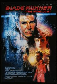 7w339 BLADE RUNNER 1sh R2007 Ridley Scott sci-fi classic, art of Harrison Ford by Drew Struzan!