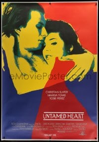 7w210 UNTAMED HEART DS bus stop 1993 romantic artwork of Christian Slater & Marisa Tomei!