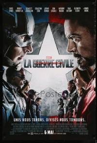 7w372 CAPTAIN AMERICA: CIVIL WAR int'l French language advance DS 1sh 2016 Marvel, Evans, Downey!