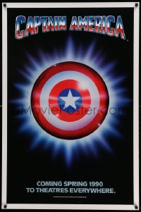 7w371 CAPTAIN AMERICA teaser 1sh 1990 Marvel Comics superhero, cool image of shield!