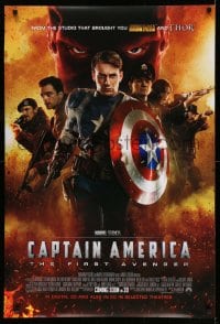 7w374 CAPTAIN AMERICA: THE FIRST AVENGER int'l advance DS 1sh 2011 Chris Evans, Jones, cast image!