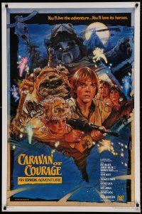 7w376 CARAVAN OF COURAGE style B int'l 1sh 1984 Ewok Adventure, Star Wars, artwork by Drew Struzan!