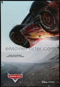 7w379 CARS 3 advance DS 1sh 2017 Disney/Pixar, incredible CGI image of car crashing in race track!