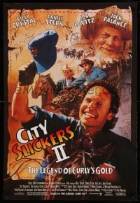 7w395 CITY SLICKERS 2 advance DS 1sh 1994 cowboy western art of Billy Crystal, Lovitz, Jack Palance!