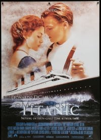 7w265 TITANIC 40x58 French commercial poster 1997 great close-up image of Leonardo DiCaprio!