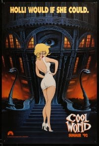 7w415 COOL WORLD teaser DS 1sh 1992 cartoon art of Kim Basinger as Holli, she would if she could!